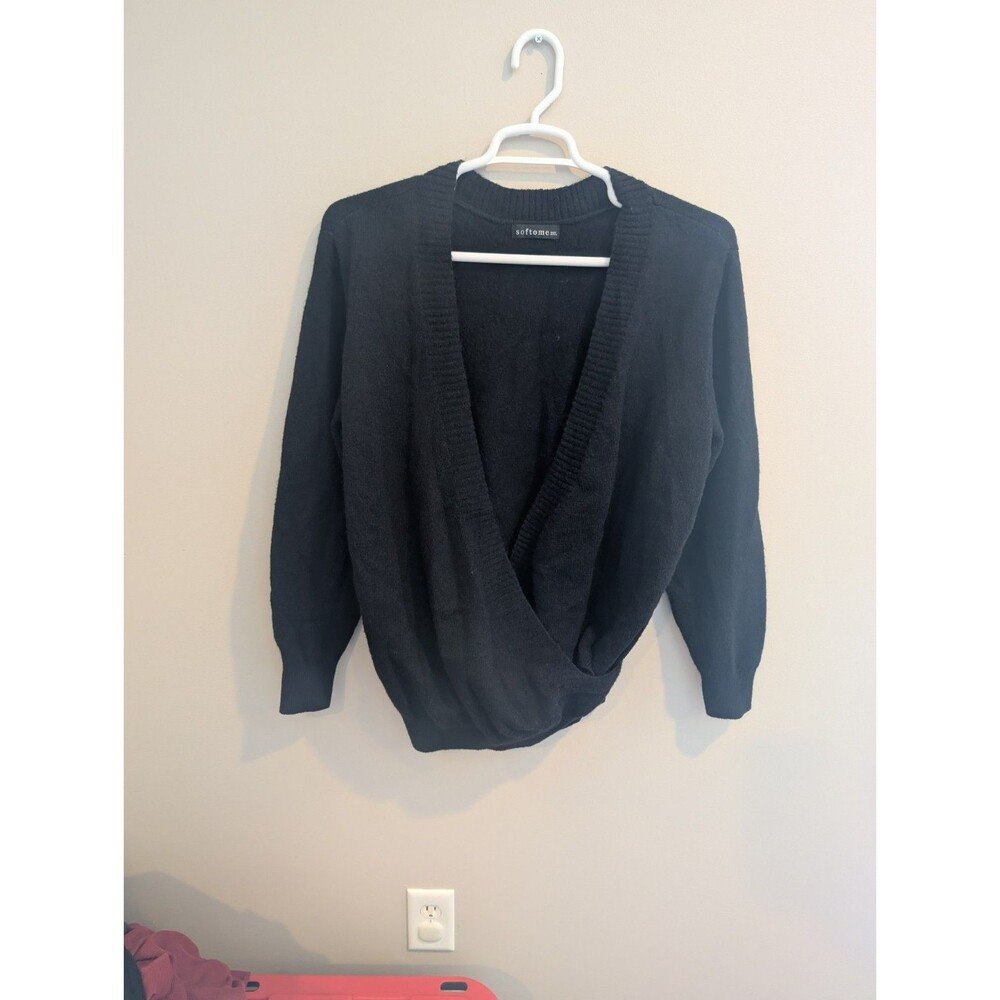 Softome 2xl Women's Surplice V-Neck Faux-Wrap Y2k Preppy Sweater